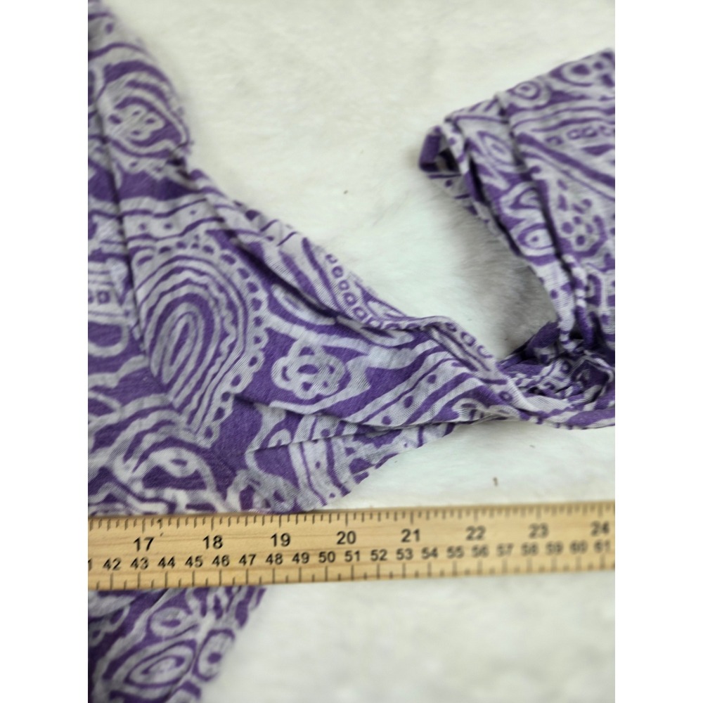 Y2K Aeropostale Womens XL Purple Paisley Print Scoop Neck Burnout Tee Sheer - Picture 6 of 7